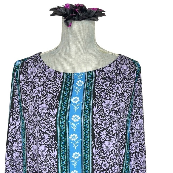 Ann Taylor Loft Women’s Tunic Blouse Floral Print Long Sleeve Career Top Size L - Picture 4 of 9